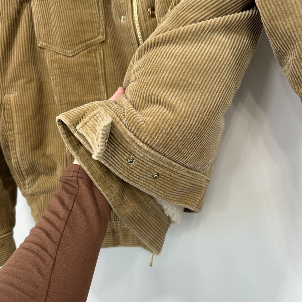 KITH Womens Jacket XL Tan‎ Corduroy Sherpa Lined Fuzzy Gold Zip Designer - Picture 7 of 13